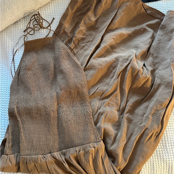 Zara NWOT Brown Halter Maxi Dress - Picture 3 of 4